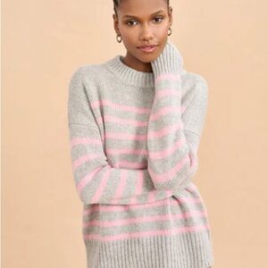 La Ligne Gray and Pink Striped Marin Sweater